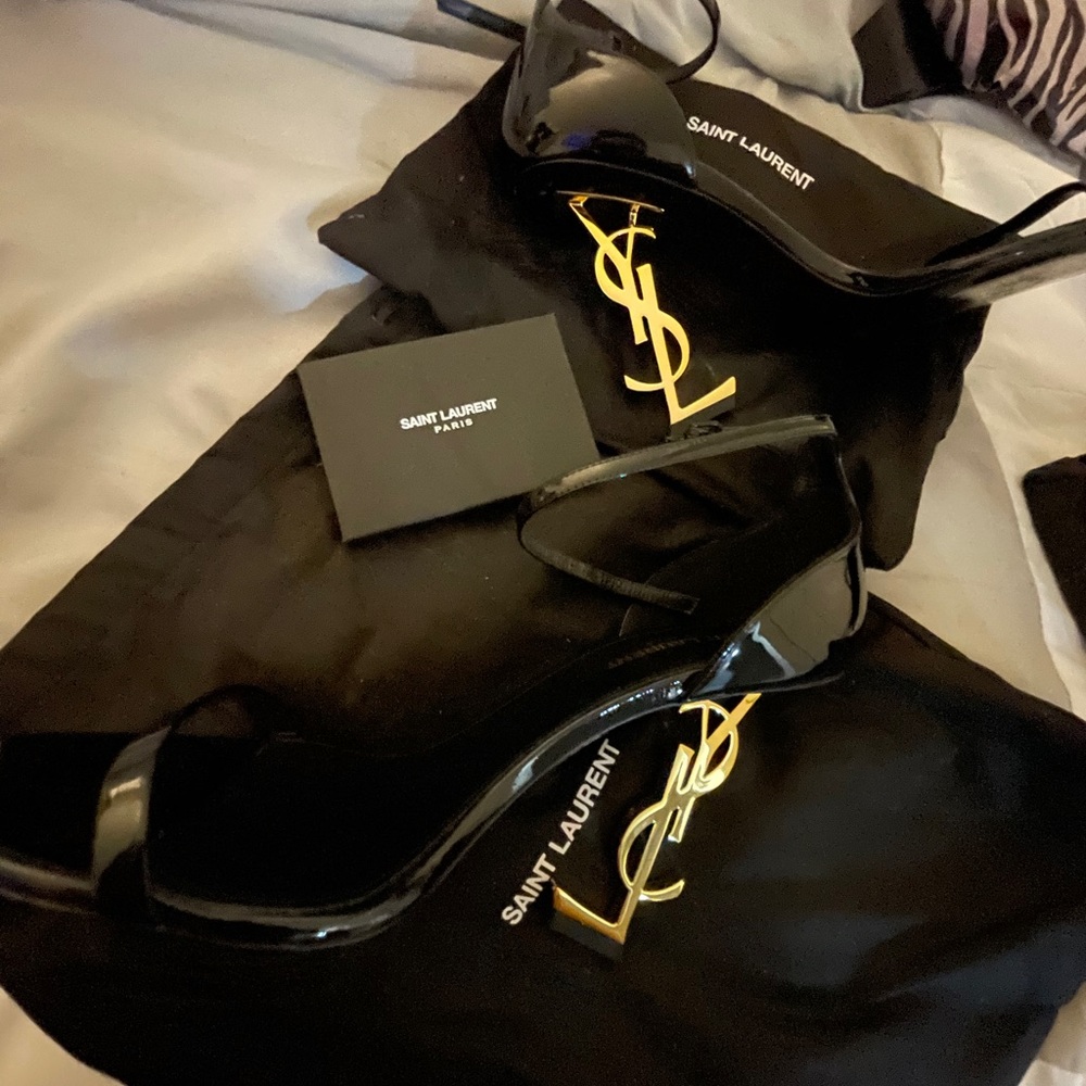 YSL Opyum Patent Leather Sandals